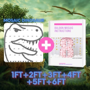 6ft 5ft 4ft 3ft 2ft 1ft Mosaic Dinosaur from Balloons PDF files with Instructions Book