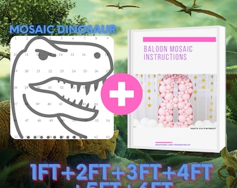 6ft 5ft 4ft 3ft 2ft 1ft Mosaic Dinosaur from Balloons PDF files with Instructions Book