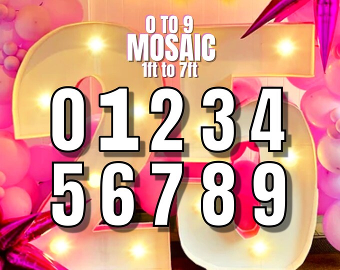 1feet 2feet 3feet 4feet 5feet 6feet 7feet Mosaic  1 2 3 4 5 6 7 8 9 0 Numbers from Balloons, 8x11 Paper Templates