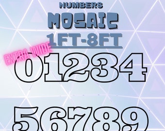 1ft-8ft Mosaic All 0-9  Block Numbers from Balloons Bundle PDF files Super Wide Numbers