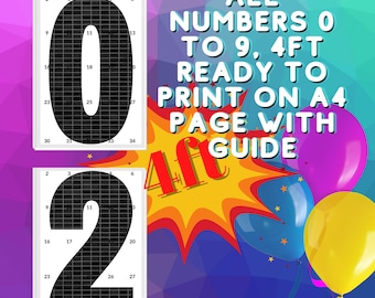 4ft Marquee All 0-9  Numbers from Balloons PFD files