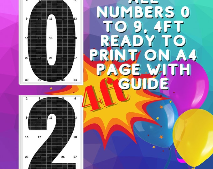 4ft Mosaic All 0-9  Numbers from Balloons PFD files