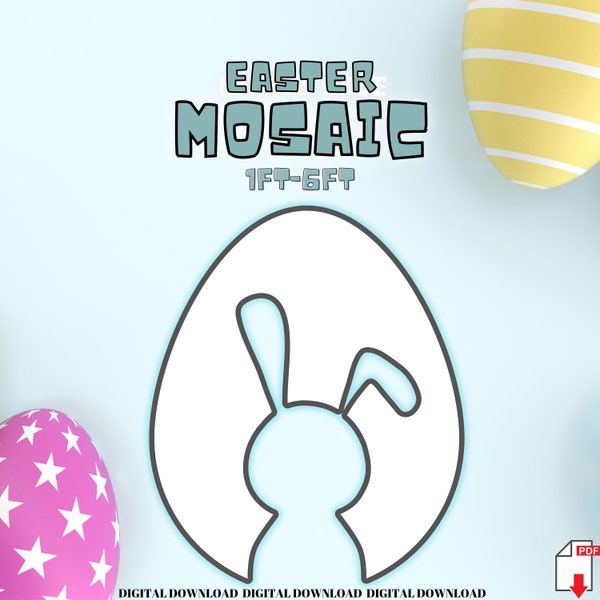 6ft 5ft 4ft 3ft 2ft 1ft Mosaic Easter Bunny Easter Egg from Balloons, PFD files