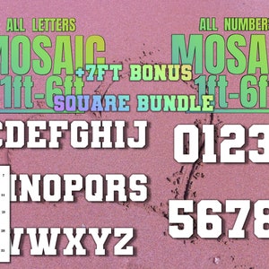 Mosaico de 1 pie a 7 pies Todos los números del 0 al 9 del paquete de globos con mosaico Todas las letras Archivos PDF de 1 pie a 7 pies Cuadrado con libro de instrucciones