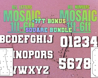 1ft-7ft Mosaic All 0-9  Numbers from Balloons Bundle with Mosaic All Letters 1ft-7ft PDF files Square with Instructions Book