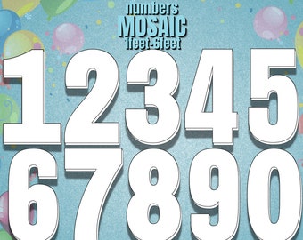 1ft-6ft Mosaic All 0-9  Drop Shadow Numbers from Balloons PDF files with Bonus 6ft Numbers - 60 Files Bundle