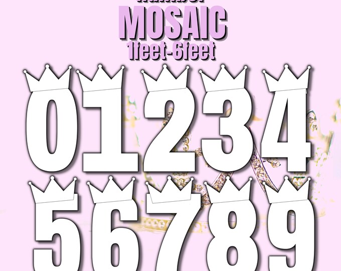 6ft 5ft 4ft 3ft 2ft 1ft Mosaic All 0-9  King/Quin Numbers from Balloons PDF files Instructions Book with Crown