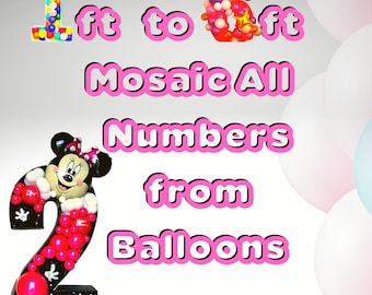 6ft 5ft 4ft 3ft 2ft 1ft Mosaic All 0-9  Numbers from Balloons PDF files with Bonus 6ft Numbers