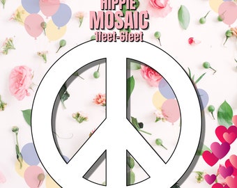 6ft 5ft 4ft 3ft 2ft 1ft Mosaic Hippie Symbol from Balloons, PFD files