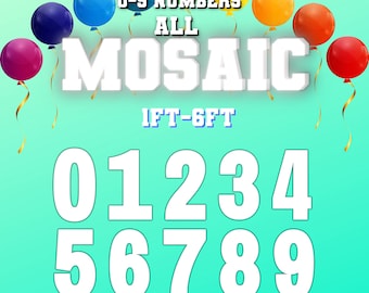 1ft-6ft Mosaic All 0-9  Numbers from Balloons PDF files with Bonus 6ft Numbers - 60 Files Bundle