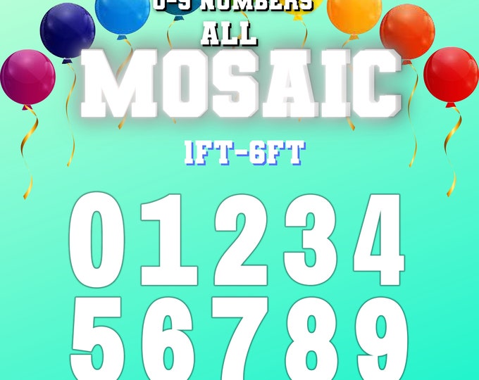 1ft-6ft Mosaic All 0-9  Numbers from Balloons PDF files with Bonus 6ft Numbers - 60 Files Bundle