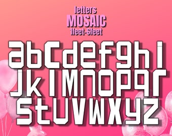 6ft, 5ft, 4ft, 3ft, 2ft, 1ft  Mosaic All Lower Case Letters from Balloons Mosaic Template 1ft to 6ft Square Box Lower-Case Letters