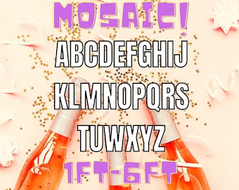 6ft, 5ft, 4ft, 3ft, 2ft, 1ft  Mosaic All Letters from Balloons Mosaic Template A-Z, 1ft-6ft