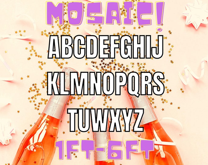 6ft, 5ft, 4ft, 3ft, 2ft, 1ft  Mosaic All Letters from Balloons Mosaic Template A-Z, 1ft-6ft