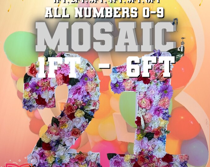 1ft-6ft Mosaic All 0-9  Numbers from Balloons PDF files with Bonus 6ft Numbers - 60 Files Bundle
