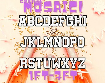 7ft, 6ft, 5ft, 4ft, 3ft, 2ft, 1ft  Mosaic All Letters from Balloons Mosaic Template 1ft thru 7ft Square