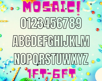 1ft-6ft Mosaic All 0-9  Numbers from Balloons Bundle with Mosaic All Letters 1ft-6ft PDF files with Instructions Book New Files