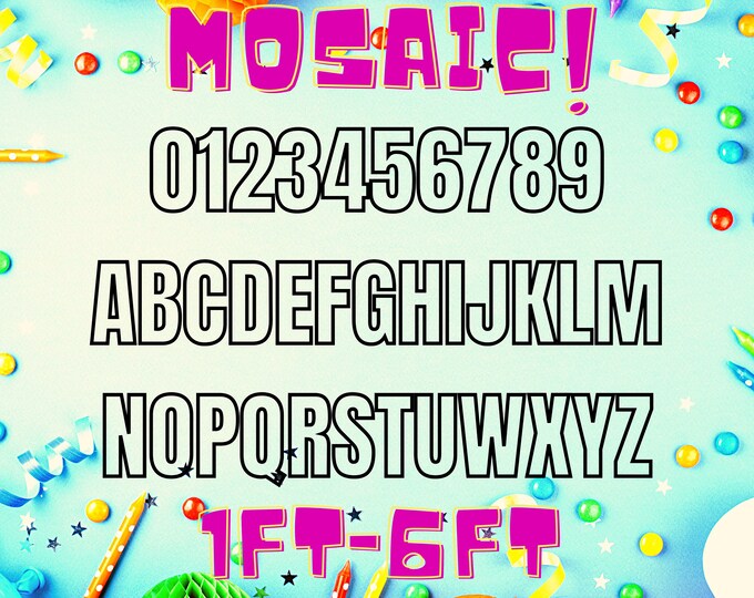 1ft-6ft Mosaic All 0-9  Numbers from Balloons Bundle with Mosaic All Letters 1ft-6ft PDF files with Instructions Book New Files