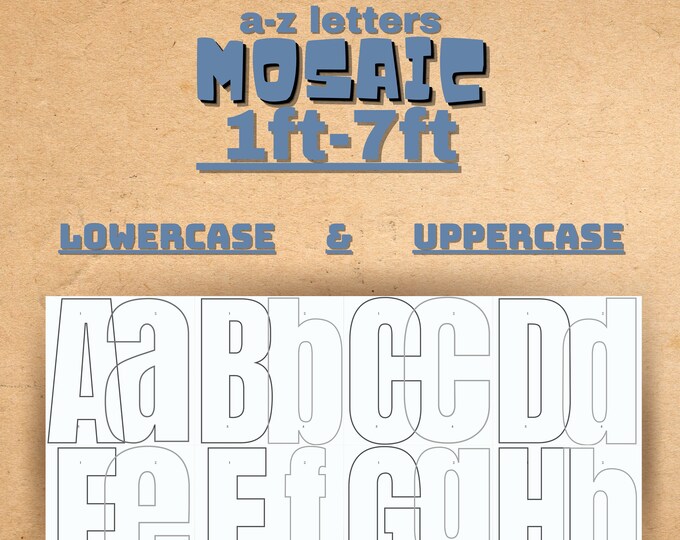 1ft-7ft Mosaic Lowercase and Uppercase Letters from Balloons Bundle, PDF files 2 in 1 Printing