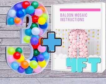 4ft Mosaic All 0-9  Numbers from Balloons with Instructions Book