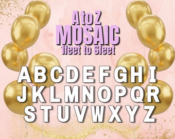 1 Feet to 6 feet Mosaic A-Z Letters from Balloons, Paper Template Suitable for Wood, Lights,  etc