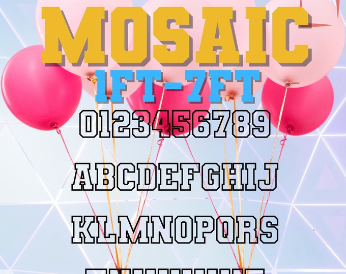 1ft-7ft Mosaic All 0-9  Numbers from Balloons Bundle with Mosaic All Letters 1ft-7ft A-Z PDF files Square with Instructions Book New Files