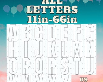 11inch-66inch Us Letter Mosaic All A-Z  Letters from Balloons PDF files with Bonus 66in Letters - 60 Files Bundle