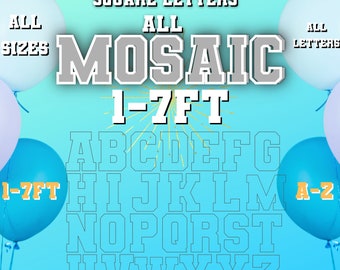 84" 72" 60" 48" 36" 24" 12" inch Mosaic All Letters from Balloons Square  PDF files