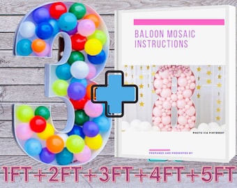 6ft 5ft 4ft 3ft 2ft 1ft Mosaic All 0 to 9  Numbers from Balloons with Instructions Book