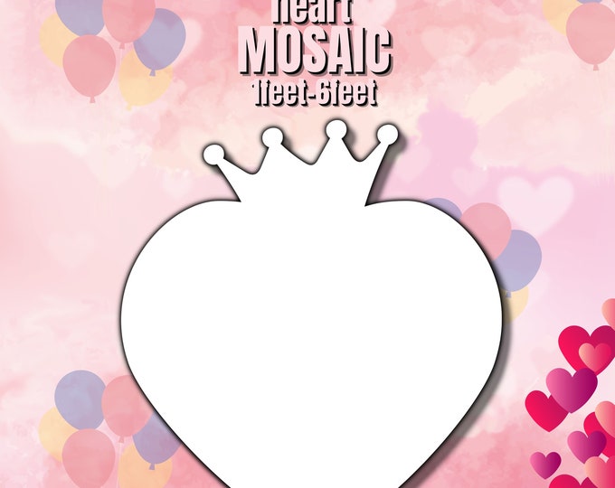 1ft-6ft Mosaic Heart with Crown from Balloons