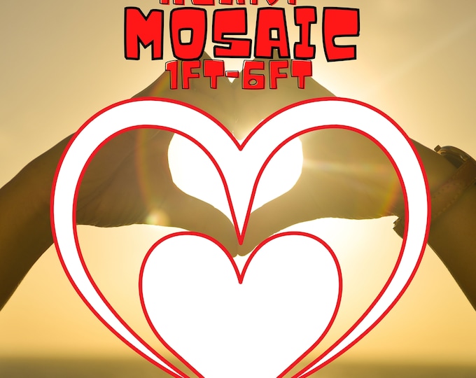 6ft 5ft 4ft 3ft 2ft 1ft Mosaic Heart Garland from Balloons, PFD files