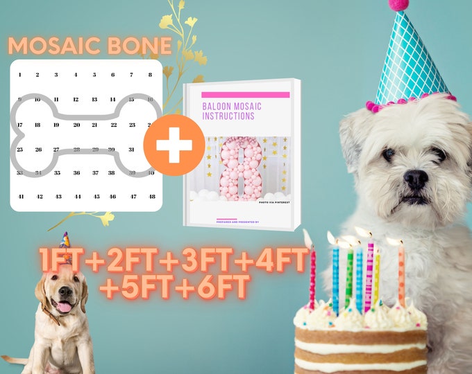 1ft-6ft Mosaic Bone from Balloons PDF files with Bonus Instructions Book - Dog Bone