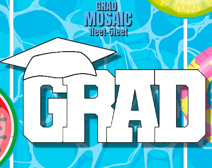 1ft-5ft Mosaic Grad from Balloons PDF files Graduation Hat Mosaic
