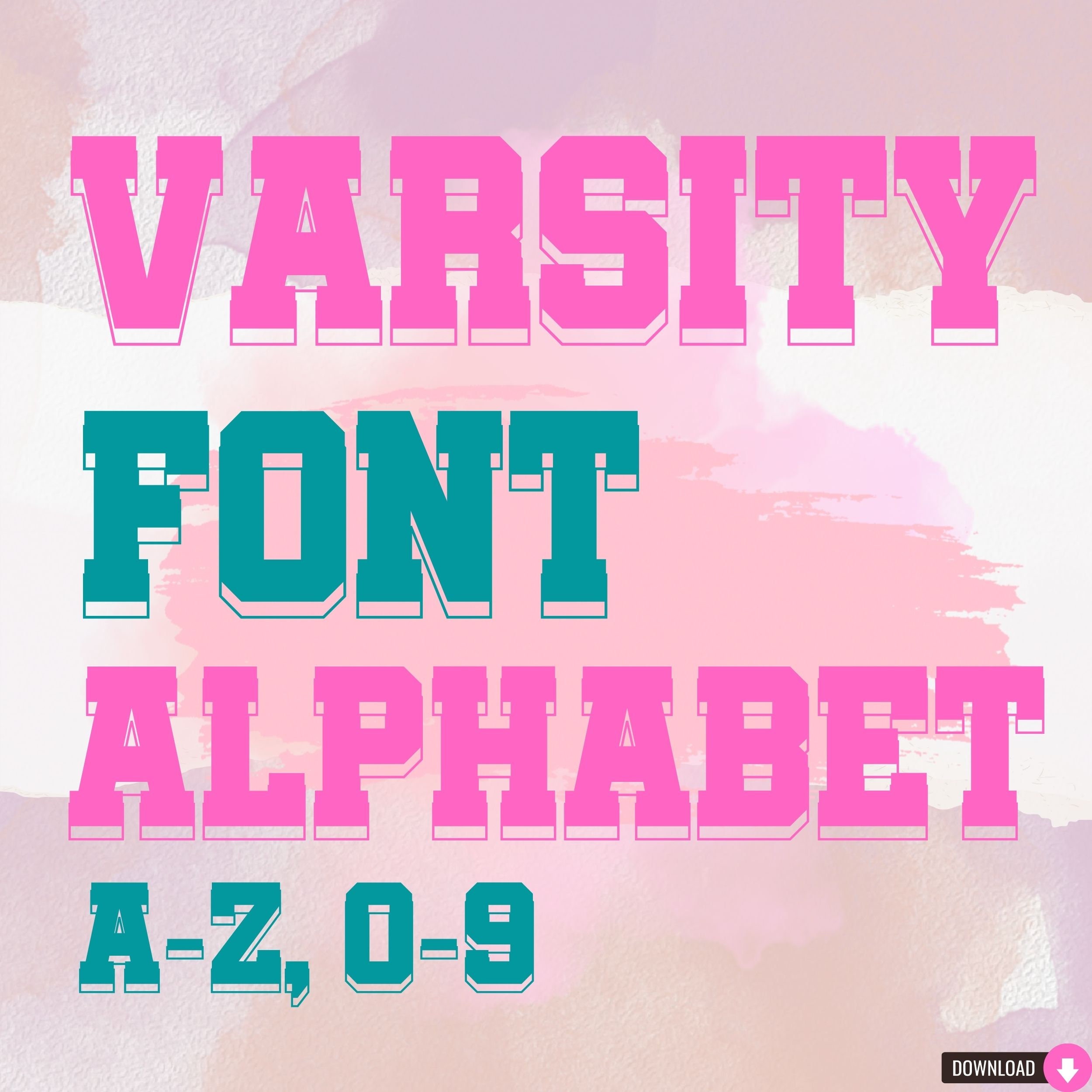 フォント：アルファベット スタンディングバーシティフォントアルファベットフォントSVG PNG PDF