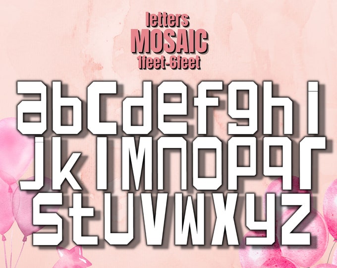 6ft, 5ft, 4ft, 3ft, 2ft, 1ft  Mosaic All Lower Case Letters from Balloons Mosaic Template 1ft thru 6ft Square