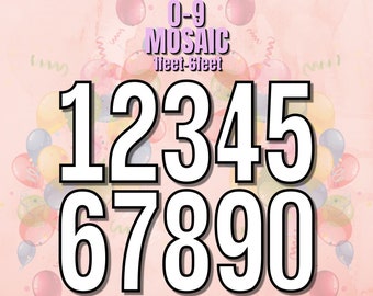 5ft 4ft 3ft 2ft 1ft Mosaic All 0-9  Elegant Numbers from Balloons PDF files with Bonus 6ft Numbers And Instructions Book