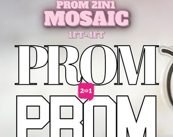 1ft 2ft 3ft 4ft  Mosaic PROM from Balloons PDF files 2in1 Serif and Block Style