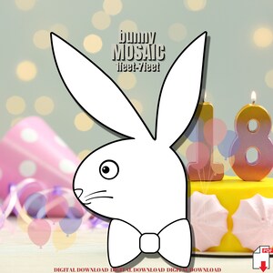 7ft 6ft 5ft 4ft 3ft 2ft 1ft Mosaic Party Bunny from Balloons