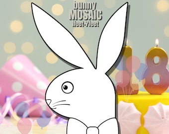7ft 6ft 5ft 4ft 3ft 2ft 1ft Mosaic Party Bunny from Balloons
