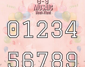 7ft 6ft 5ft 4ft 3ft 2ft 1ft Mosaic All 0-9 Graduation Numbers from Balloons PDF Printable Large Numbers