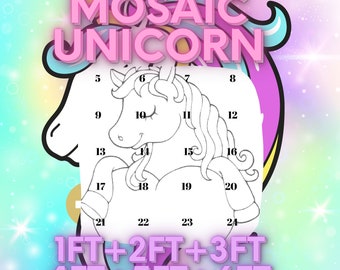 6ft 5ft 4ft 3ft 2ft 1ft Mosaic Unicorn from Balloons with Instructions Book