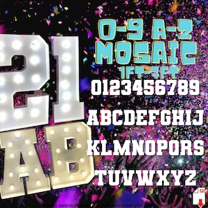 Marquesina de mosaico de 1 pie a 7 pies Todos los números del 0 al 9 del paquete de globos con marquesina de mosaico Todas las letras Archivos PDF de 1 pie a 7 pies Bloque cuadrado