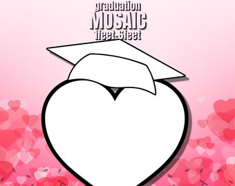 1ft-6ft Mosaic Heart with Graduation Cap from Balloons PDF files, Valentine's Day