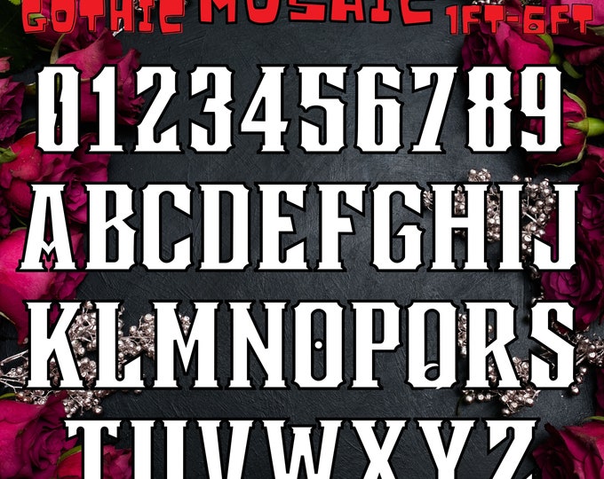 1ft-6ft Mosaic Gothic 0-9  Numbers from Balloons Bundle with Mosaic Gothic Letters 1ft-6ft PDF files  with Instructions Book  Metal and Rock