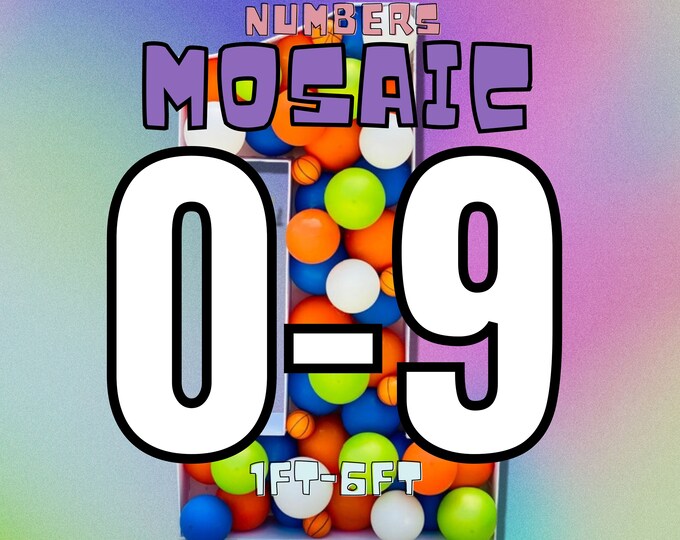 5ft 4ft 3ft 2ft 1ft Mosaic All 0-9  Numbers from Balloons PDF files with Bonus 6ft Numbers And Instructions Book Suitable for Wood Lights