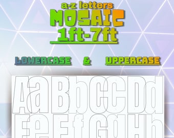 7ft, 6ft, 5ft, 4ft, 3ft, 2ft, 1ft  Mosaic Lowercase and Uppercase Letters from Balloons Mosaic Template 2in1 Print