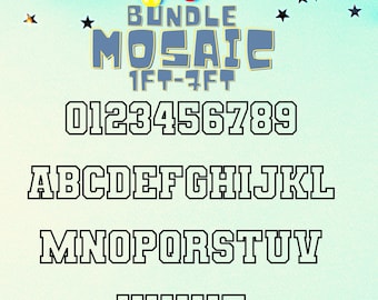 1ft-7ft Mosaic All 0-9  Block  Numbers from Balloons Bundle with Mosaic All Block Letters 1ft-7ft PDF files with Instructions Book