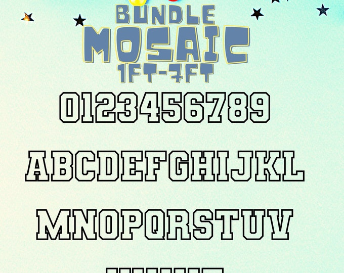 1ft-7ft Mosaic All 0-9  Block  Numbers from Balloons Bundle with Mosaic All Block Letters 1ft-7ft PDF files with Instructions Book