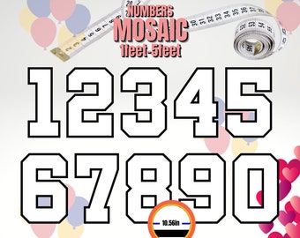 1ft-5ft Mosaic All 0-9  Numbers from Balloons PDF files with Dimensions
