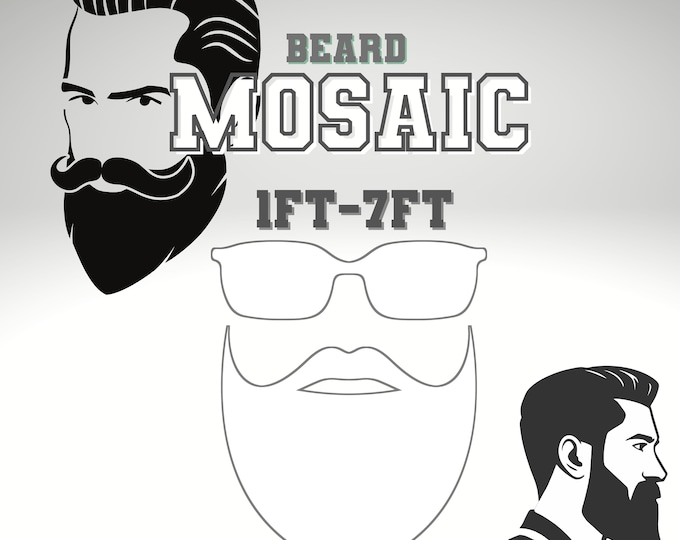 1ft-7ft Mosaic Beard from Balloons PDF files Man Beard Template